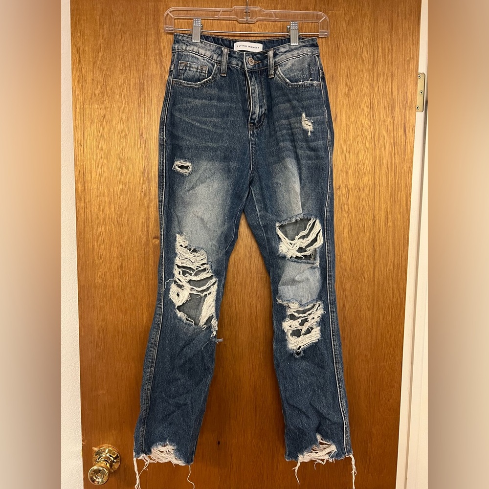 Flying Monkey Ultra High Rise Straight Jeans - Blue